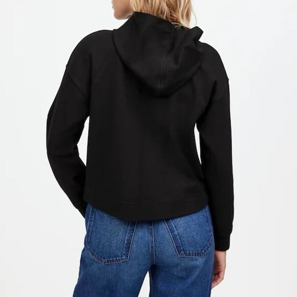 NWT Madewell Ponte Relaxed Fit Stretch Hoodie Sweatshirt Jet Black Size Large - Picture 1 of 9